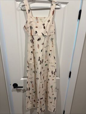 Cream Tropical Print Sundress